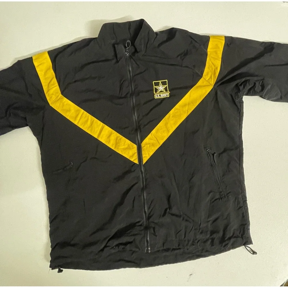 US Army APFU Physical Fitness Jacket Black Yellow Large Long 8415-01-623-8633
